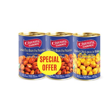 Chtoura Garden Fava Beans 400GRX2+Chickpeas 400GR