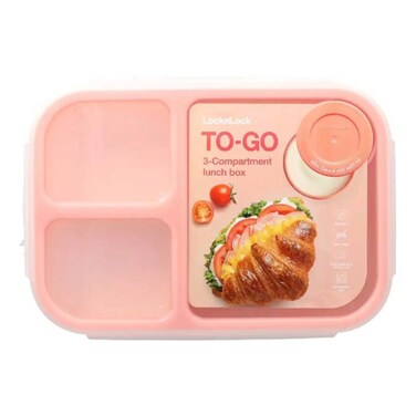 LocknLock Food Container 3Compartment Lunchbox 1.5L Pink