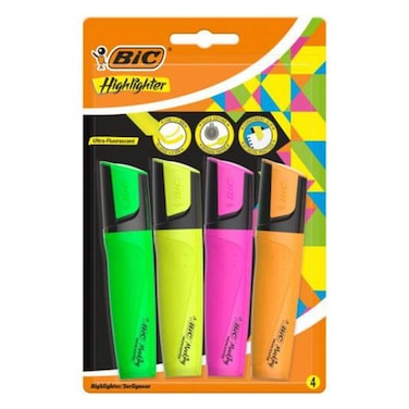 Bic Flat Hl Markers Assorted  Bl4 Mea New