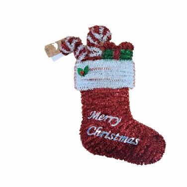 56CM Red Tinsel Stocking