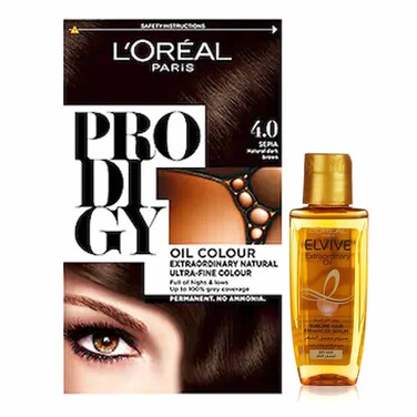 Loreal Paris Prodigy Permanent Oil Hair Color Oak Dark Blonde  6 + Elvive Extraordinary Oil