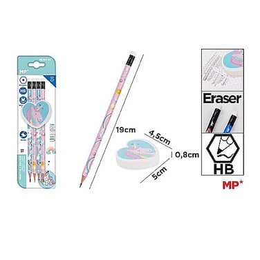 Pencils Hb 4Pieces + Eraser Blister