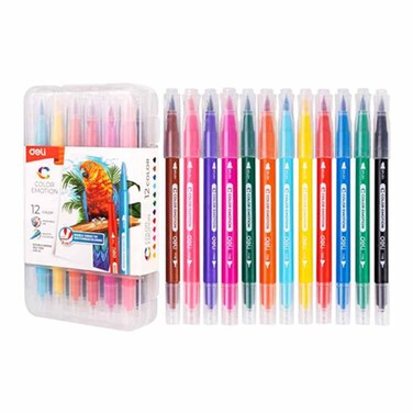Deli Double Ended Felt Pen 12 Colors