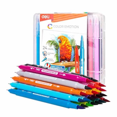 Deli Double Ended Felt Pen 24 Colors