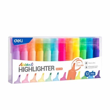 Deli Highlighter Chisel 12 Colors
