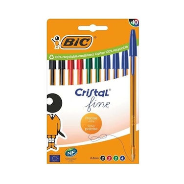 Bic Cristal Medium Pouch Of 10 Assorted