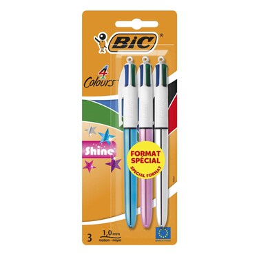 Bic 4 Colours Shine Assorted Blister 3