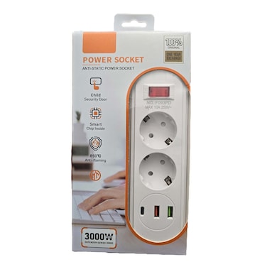 Rallonge 3M-2Usb-1Typec-3000W