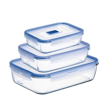 Luminarc Pure Box Rectangular Flat 3 Pieces&nbsp; Set