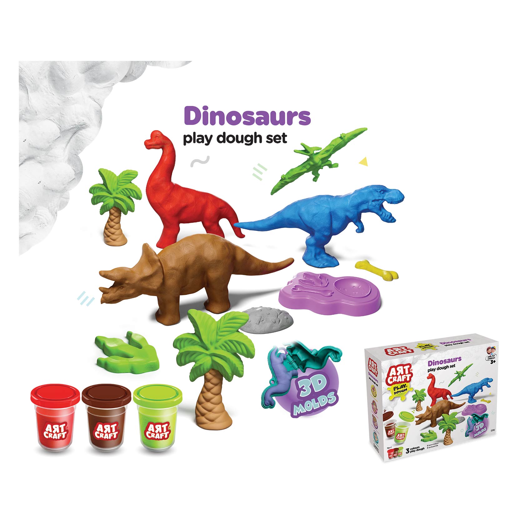 Buy Art Craft Dinos Dough Set 168GR Online Carrefour Lebanon