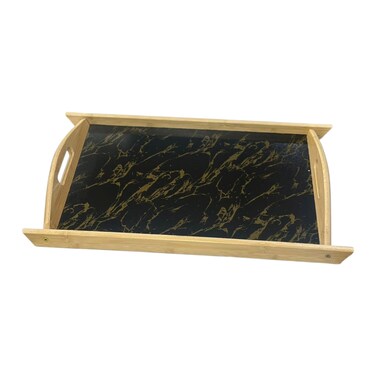Marble Wood L Blck Tray