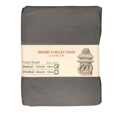 Fitted Sheet Single Grey 120X200CM