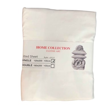 Fitted Sheet Single White 120X200CM