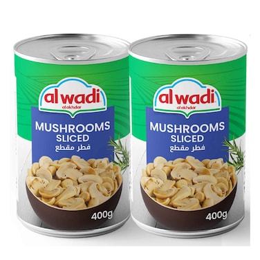 Al Wadi Al Akhdar Sliced Mushrooms 400GRX2 Special Price