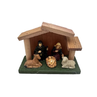 13X6X10Cm Crib W Nativity Set