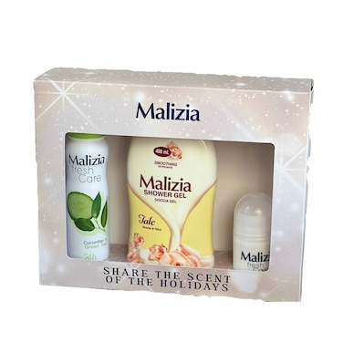 Malizia Shower Gel Talc 400ML With Deodorant And Roll On