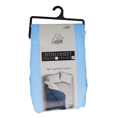 360 Home Fitted Sheet Double Blue