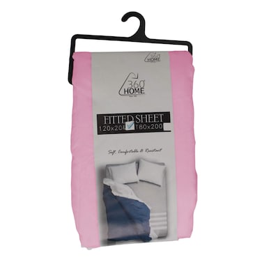 360 Home Fitted Sheet Single Pink