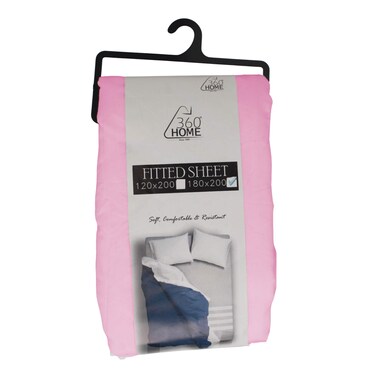 360 Home Fitted Sheet Double Pink