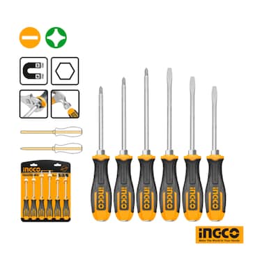 Ingco Go-Through Screwdriver 6 Pieces