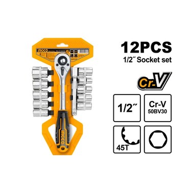 Ingco Socket Set 12 Pieces 3/8