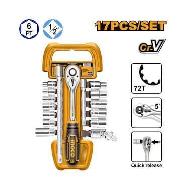 Ingco Socket Set 17 Pieces 1/2