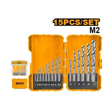 Ingco Hss M2 Drill Bits Set 15 Pieces