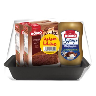 Domo Cake Mix Chocolate 500GRX 2 With Syrup And Tray