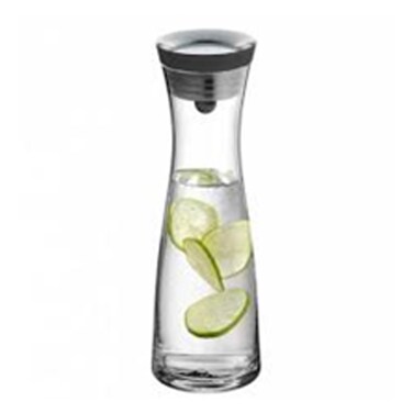 Glass Stainless Steel Tall Decanter 1L