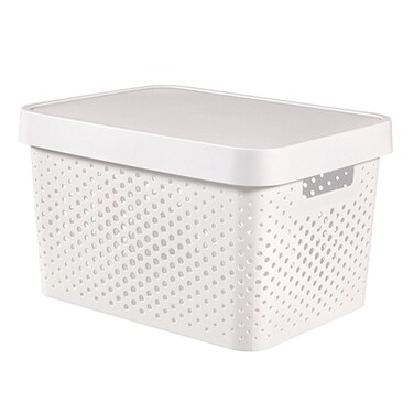 Plastic White Laundry Basket 36X27X14CM 11L
