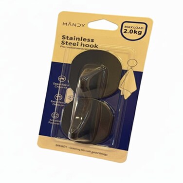 Black Oval Stainless Steel Hook 2 Pieces