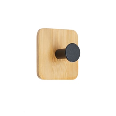 Square Bambo Round Black Hook 2 Pieces