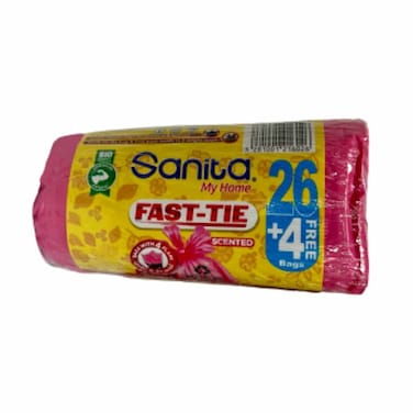 Sanita Fast Tie Trash Bag Small Pink 26 Bags