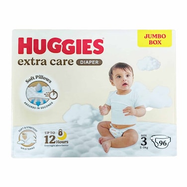Huggies Extra Care S3 Jumbo 5-9KG 96 Diapers
