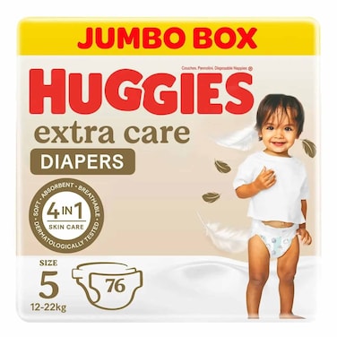 Huggies Extra Care S5 Jumbo12-22KG 76 Diapers