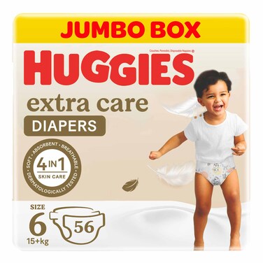 Huggies Extra Care S6 Jumbo 15+KG 56 Diapers