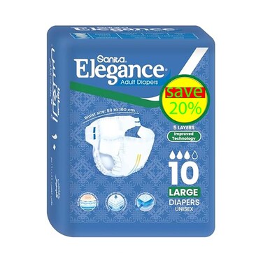 Elegance Adult Diaper Large 10 Diapers
