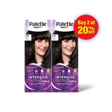 Palette Intensive Hair Color Cream With Liquid Keratin 1-0 Black 50MLX2