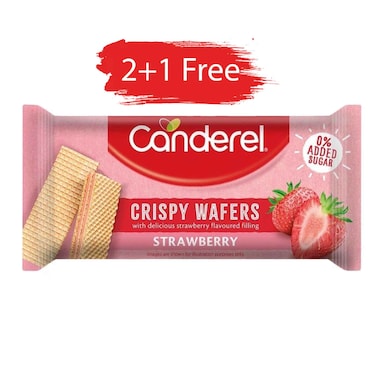 Canderel Wafer Strawberry No Added Sugar 45GR 2+1 Free