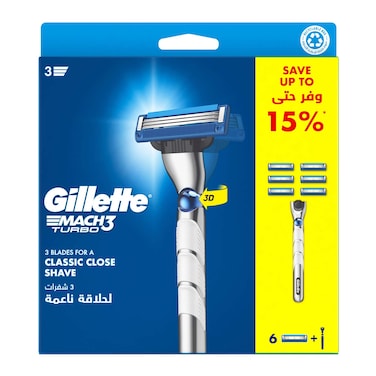 Gillete Men Razor Mach3 Turbo 6 Blades