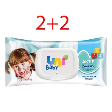 Uni Baby Wipes Active 72'S 2+2