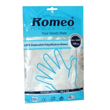Romeo Gloves Polyethylene 100 Pieces
