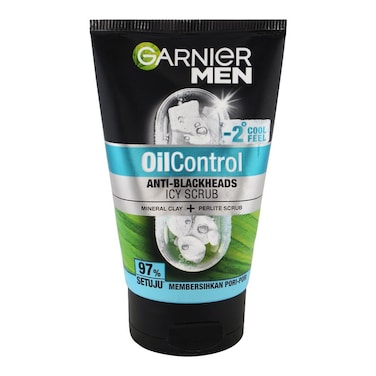 Garnier Men Oil Control Anti-Blackheads Icy Scrub Mineral Clay + Perlite Scrub 100ml