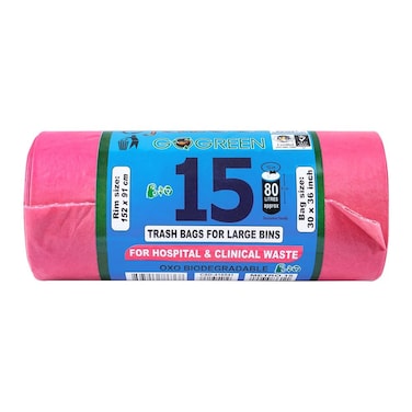 Jazee 152cm x 91cm Hospital Waste Binliner 15 Bags