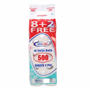 U &amp; Me Toilet Roll Pack of (8+2)