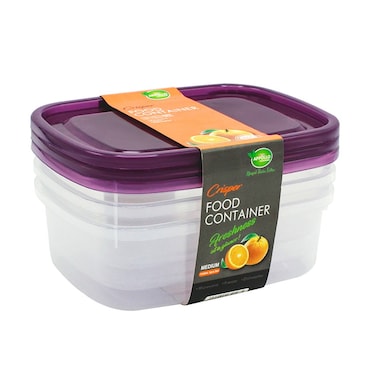 Appollo Crisper Food Container 3Pcs Medium (Assorted Colors)