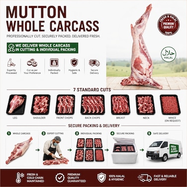 Whole Mutton Carcass &ndash; Expertly Cut &amp; Individually Packed ( 10 Kg Approx )