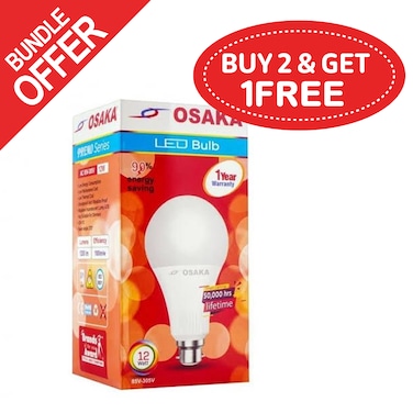 Osaka Led Bulb A60 12 Watt Arbitrary B22 - (Buy 2 Get 1 Free)