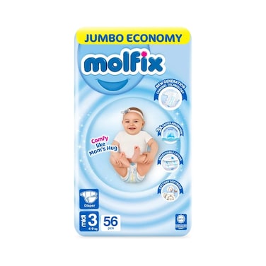 Molfix Unique 3D Technology Diaper Midi 3 (4 -9 kg) 56 Pcs