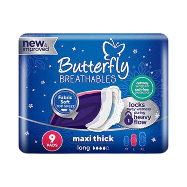Butterfly Maxi Sanitary Napkins 9 pcs